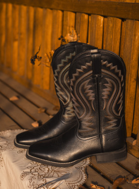 Palitutu刺绣西部牛仔靴新款靴子马靴骑行鞋男骑士靴中筒马丁靴