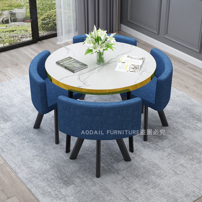 新品洽谈会客桌椅组合p4人休闲创意接待小圆桌简约V奶茶甜品店谈