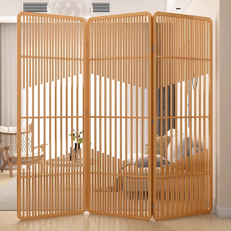 热销新中式屏风j隔断墙折叠移动客厅卧室简易镂空遮挡背景墙办公