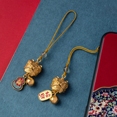 新品 纯黄铜醒狮铃铛手机挂件中国风吊坠挂K饰包挂财源平安好运男