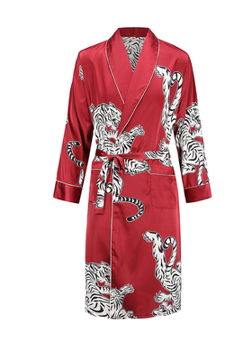 极速Men Mens Riobe Long Sleeves Bathrobe Silky Satin  Kimono