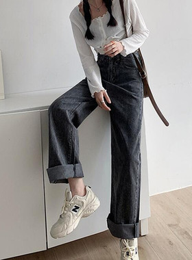 极速Woman Jeans kHigh Waist Clothes Wide Leg Denim Clothing