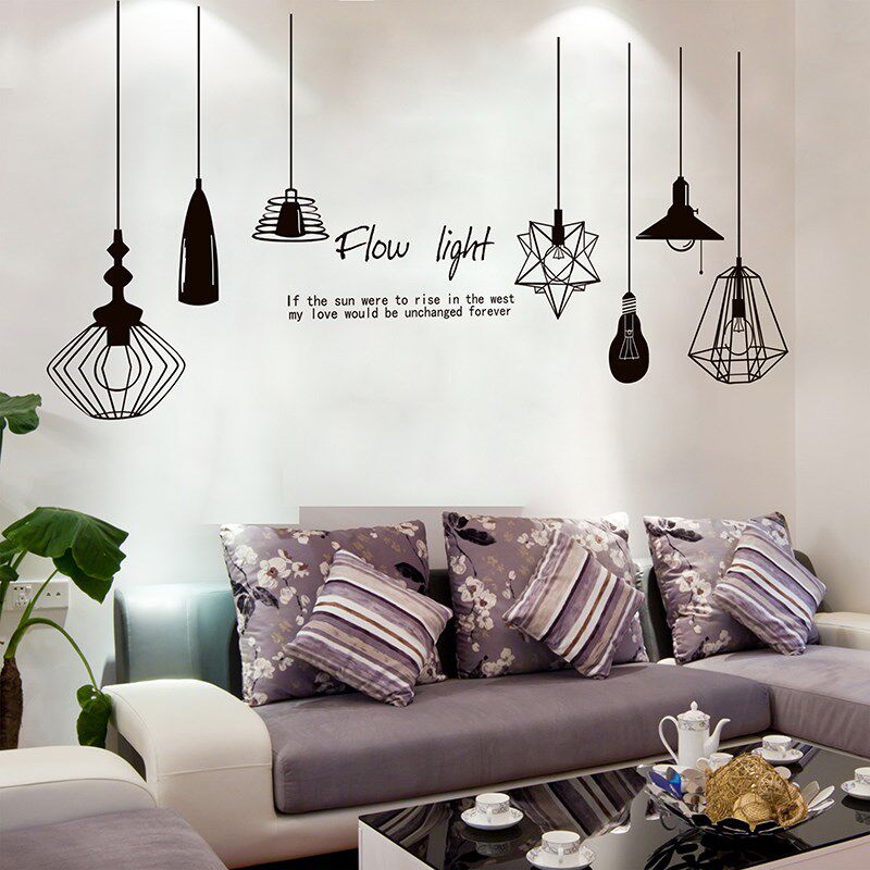 新品创意吊灯h宿舍墙贴欧式温馨墙壁装饰贴画客厅卧室灯泡路灯酒