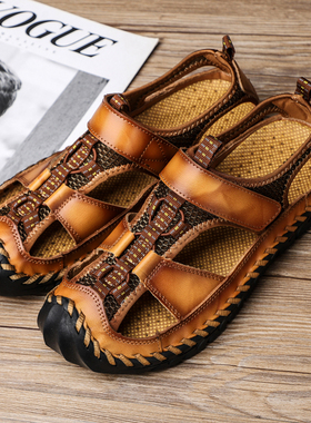 极速Summer New Mlens Genuine Leather Sandals Casual Shoes C