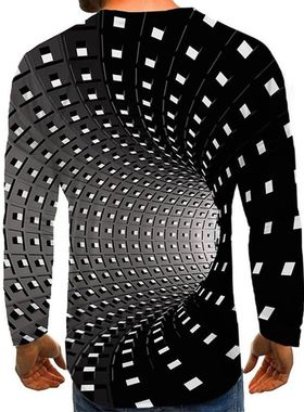 极速2021 dMen's Optical Illusion Graphic Plus Size T