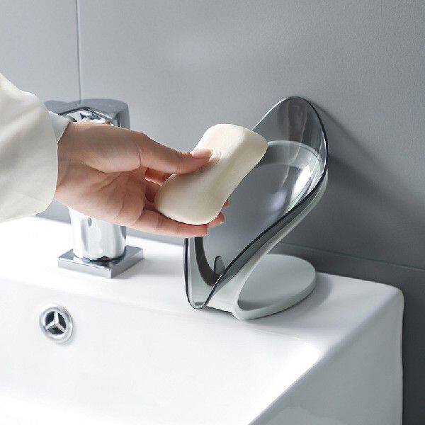极速Bathroogm Soap Holder Leaf Shape Soap Box Kitchen Dish