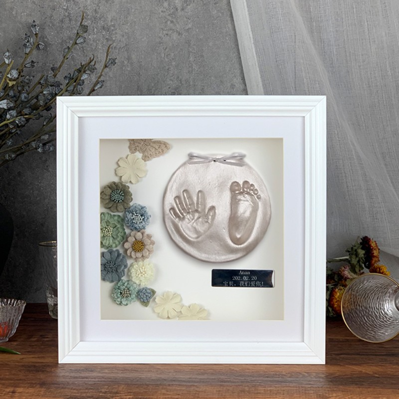 极速新生婴儿手模k脚模型3d立体石膏宝宝胎毛满月百天手足印泥纪