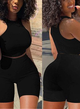 极速Two Piece jSet Women 2021 Summer Solid Color Tracksuits