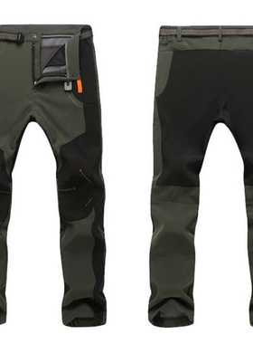 极速Winter Pants Men Outdoor Thicken FleecMe Soft Shell Trou