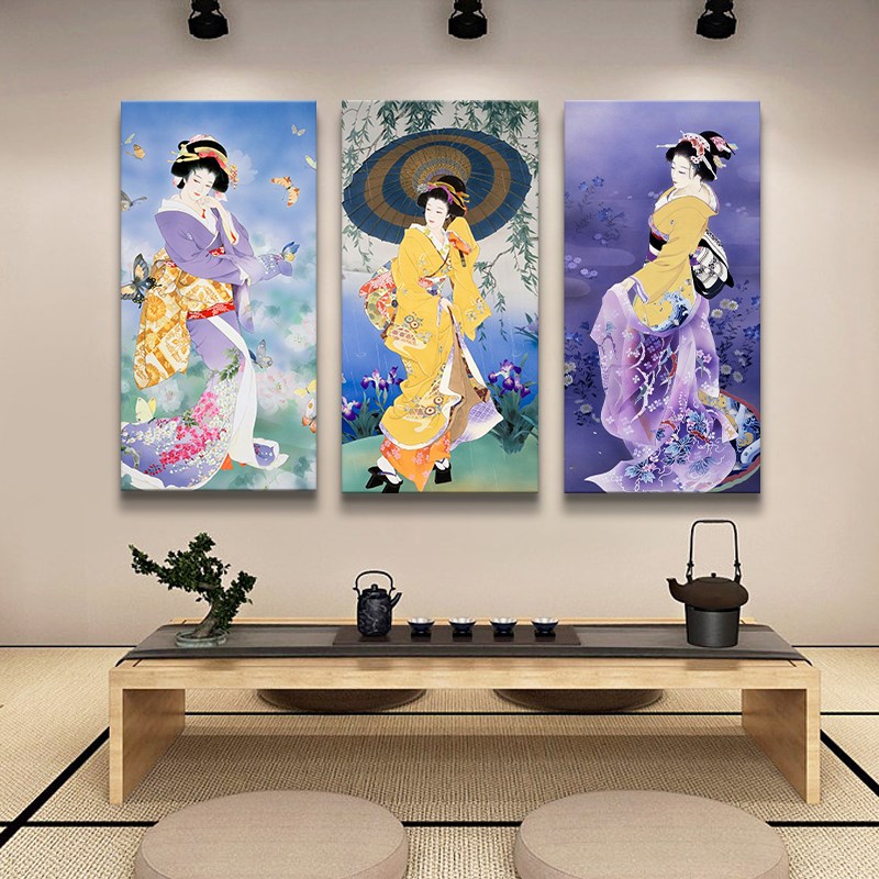 极速日式装饰画浮世绘挂画寿司店餐F厅装饰壁画民宿仕女图日式挂