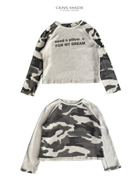 CENSMADE 26SS 美式字母印花Boxy版型迷彩双面穿插肩袖针织衫长袖
