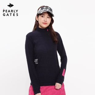 PEARLY GATES高尔夫女士秋冬新款高弹半高领保暖长袖T恤套头打底