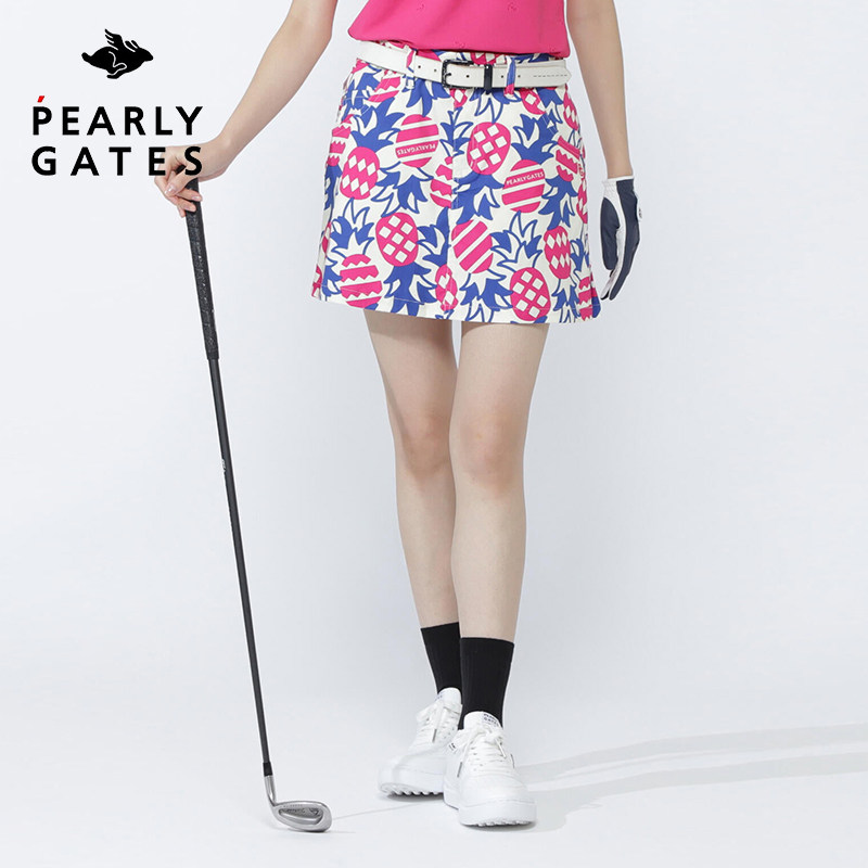 PearlyGates高尔夫服装女士PG夏季运动短裙包臀裙golf印花半身裙