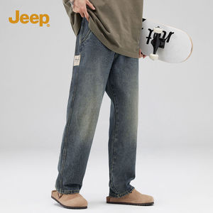 Jeep吉普牛仔裤男2024新款夏季美式复古男款直筒休闲时尚裤子男生
