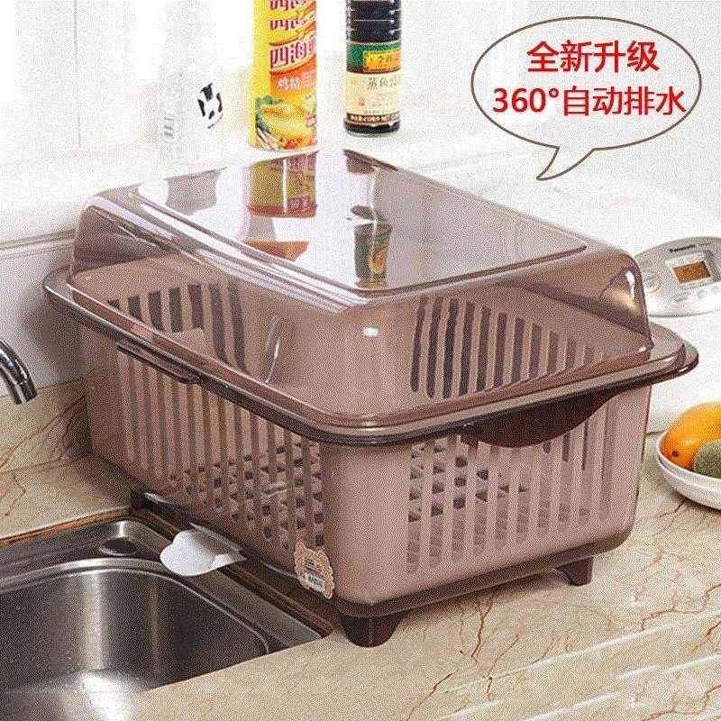 新品放厨房塑料大号餐具沥水篮z碗盒带盖碗筷碗柜物架置超大收纳
