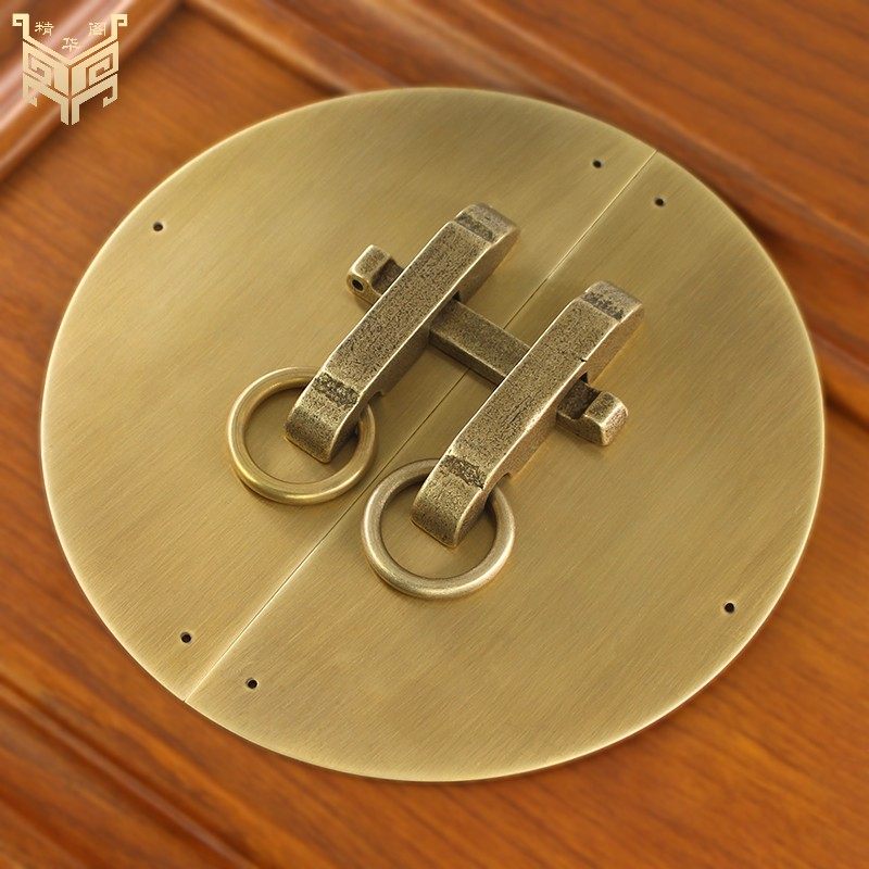 新品中式家具柜门仿古纯铜圆光拉手D复古柜子圆形门把手收纳柜五