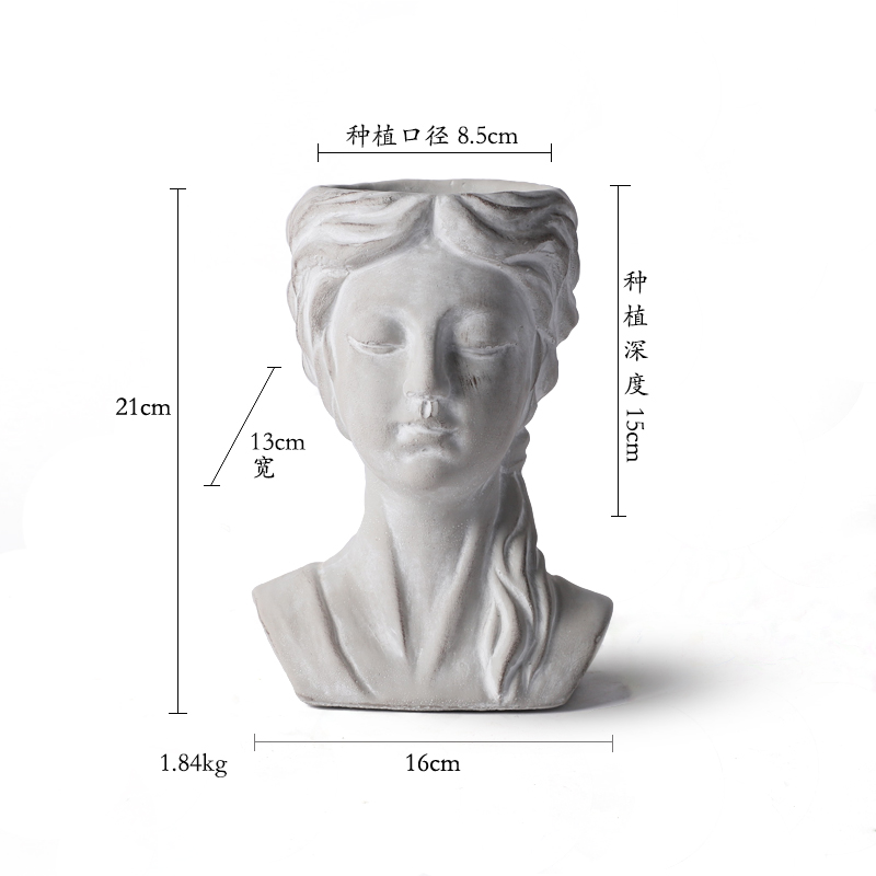 极速泥器 ins北欧艺r术创意人头雕像女神复古花插水泥花盆家居装