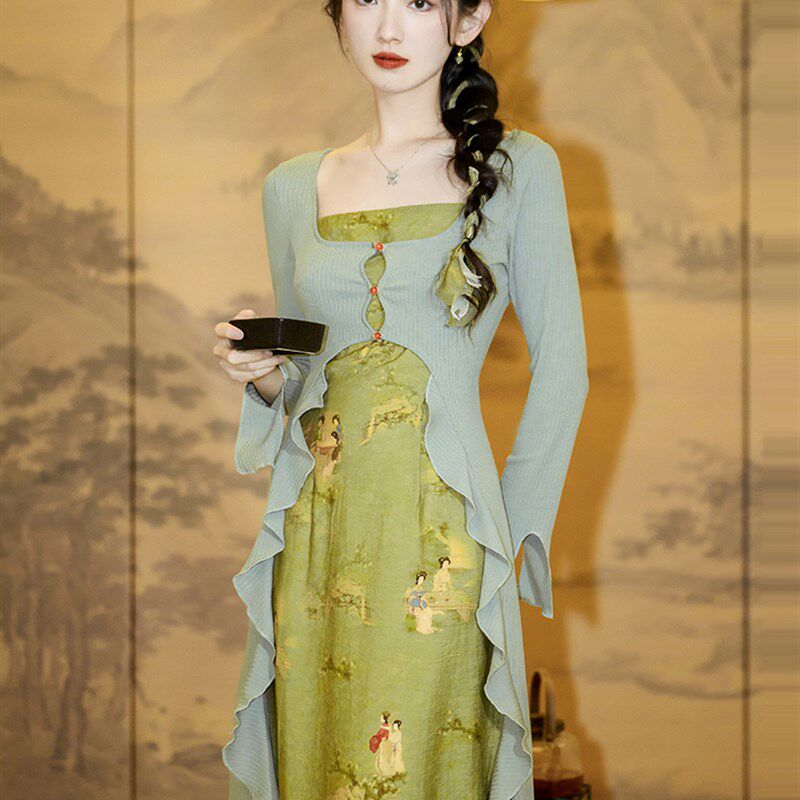 新品新中式女装春秋中国风连衣裙子 下江南穿P搭烟雨水乡古镇旅游图片