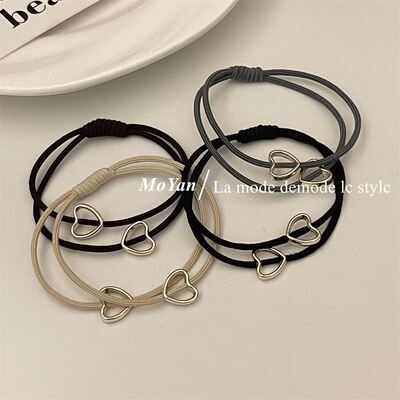 新品简约b发圈~镂空小爱心发圈弹力小皮筋扎马尾发圈女2023年新款