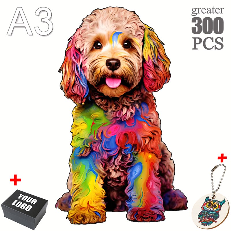 极速Unibque Color Dog Puzzle Wooden Puzzle With Wooden Box D