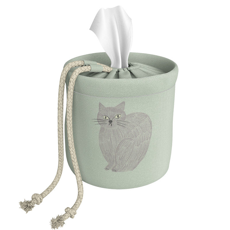 极速INKI 松尾猫咪可爱圆筒纸巾盒浴室卷纸盒客厅U车载创意卷纸收