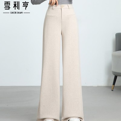 中老年西装裤女裤加厚保暖长裤子高腰直筒秋冬季妈妈裤Z显瘦阔腿