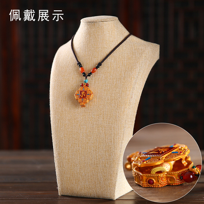 极速鎏金手工艺嘎乌盒吊坠随身楞严咒经文挂件P藏饰男女士项坠毛