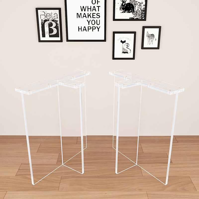 极速透明亚克力桌腿支架茶几餐桌脚定制实木电脑支撑架Z岩板河流