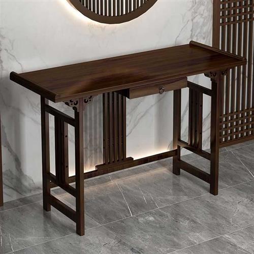 极速新中式d玄关桌轻奢靠墙桌子实木玄关柜玄关台供台条案供桌家