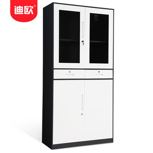 迪欧办公室文件柜玻璃门铁皮柜子档案柜资料柜带锁抽屉办公文件柜