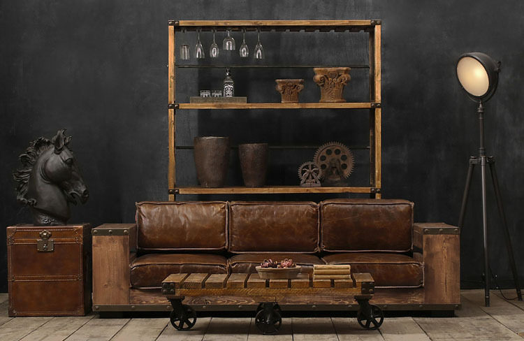 美式复古铁艺实木沙发椅休闲卡座茶几沙发办公长椅做旧皮革沙发椅,电子元器件市场,电线扎带/束线带,淘宝优惠券,粉丝福利购,淘宝优惠卷