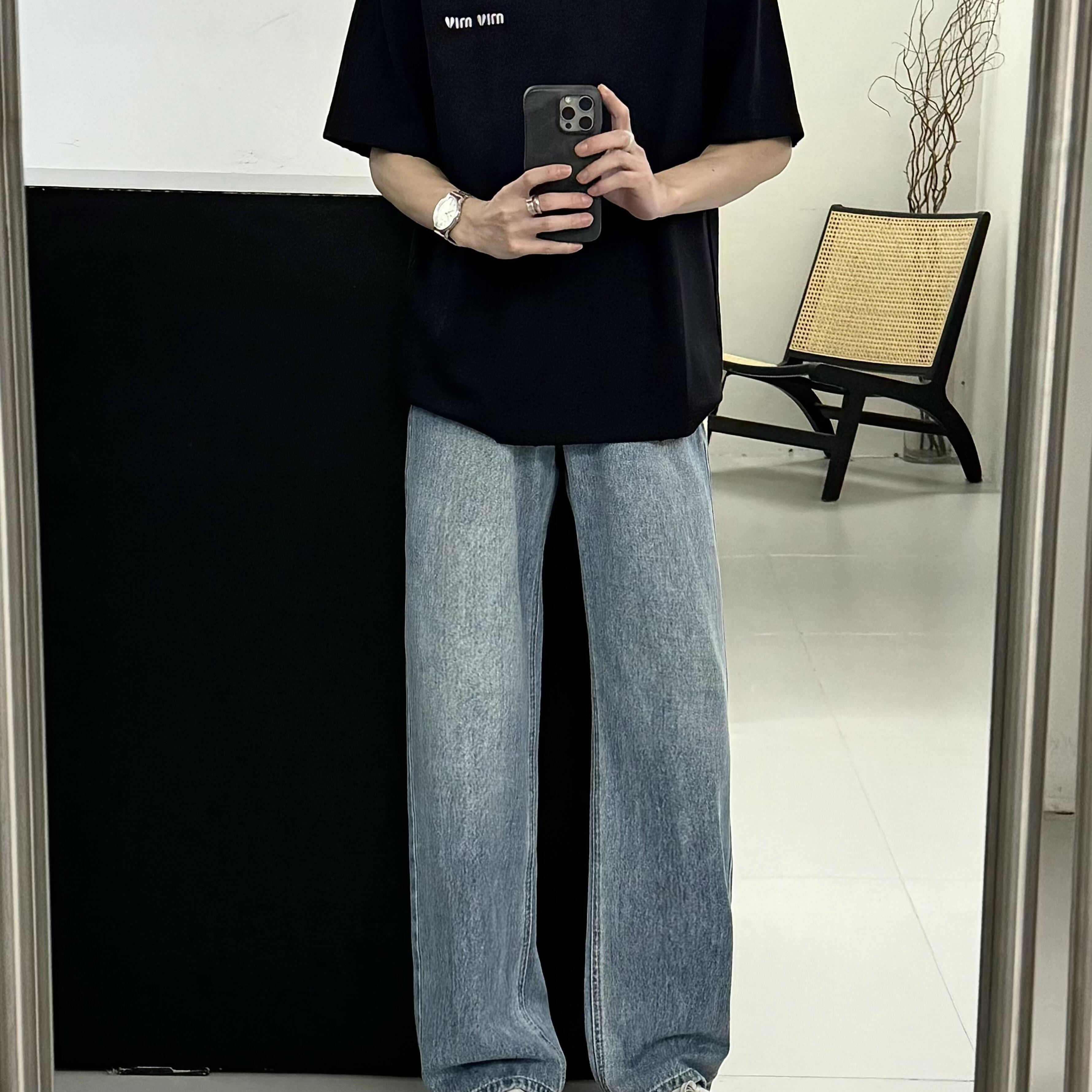 男士高级感短袖t恤衣服男套装2025新款爆款夏天男装搭配直筒长裤