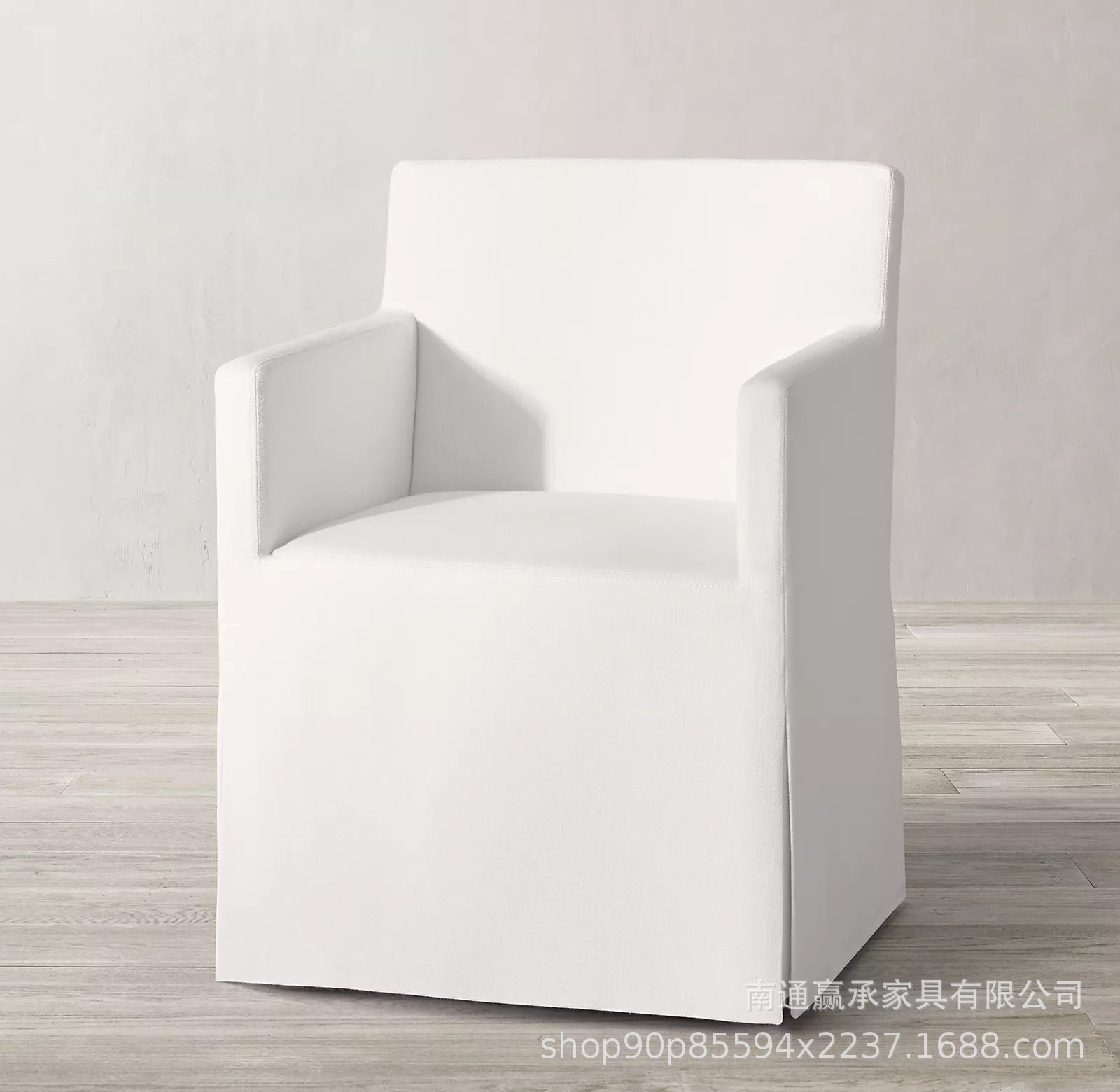 外贸RH原单法式乡村复古成人餐椅美式现代简约亚麻布艺活套椅子图片