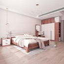 北欧简约现代卧室套房单人床开门衣柜带梳妆台床头柜组合