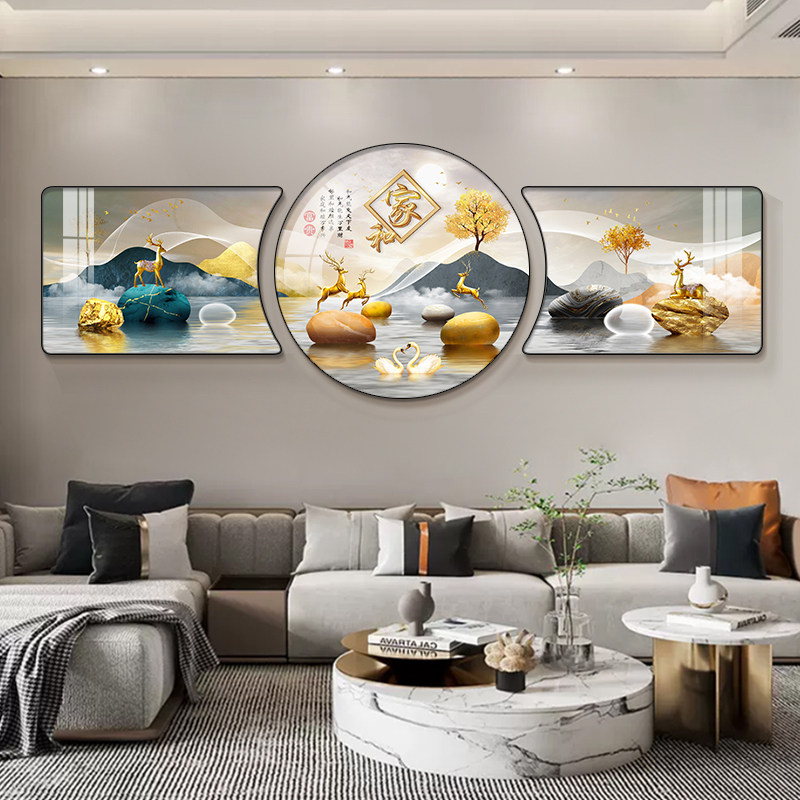 速发客厅装饰画沙发后面的壁画轻档高奢背气大景墙画新款墙壁挂画