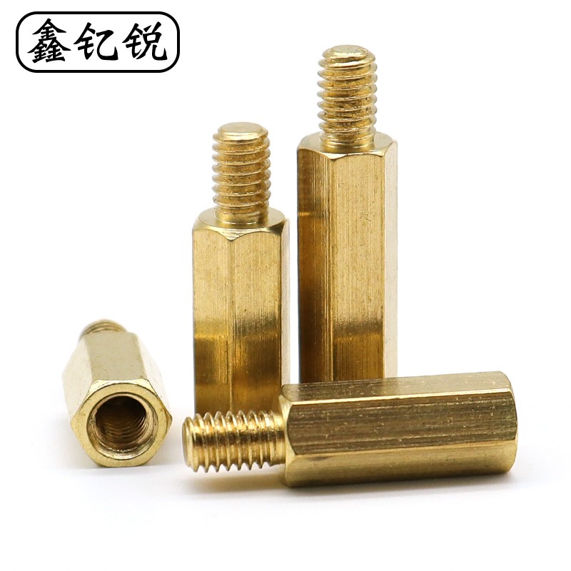 速发通5M6M8单头六角M柱铜螺柱黄铜六角柱单铜隔离柱*x10x15x20x2