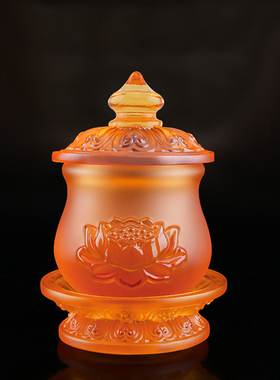 速发琉璃家莲 杯花净水杯 观音菩萨供用水圣水杯上供佛杯