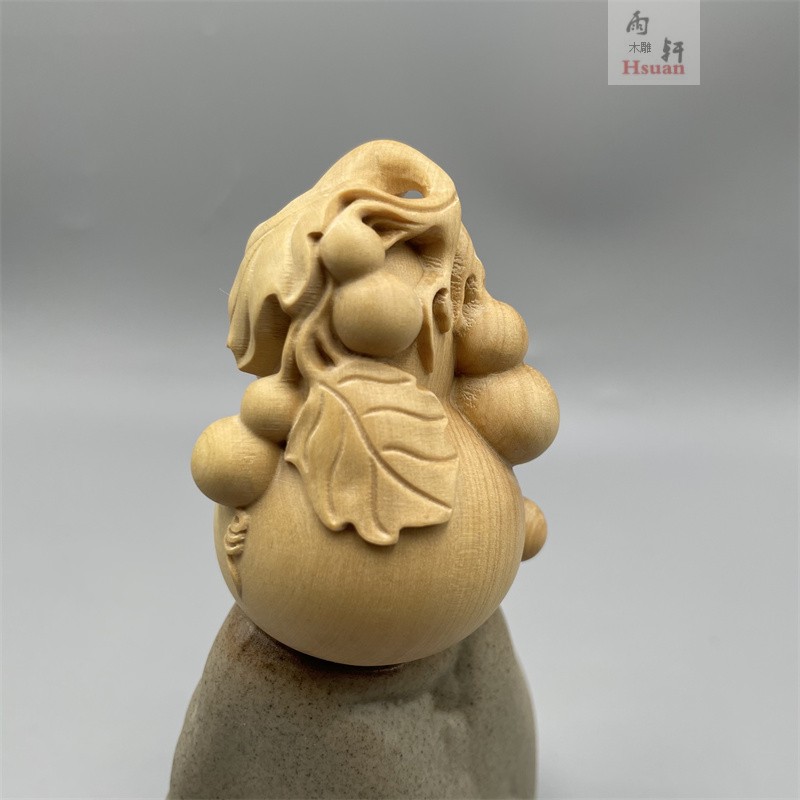 速发小叶黄杨木把小葫芦摆件手把件圆润件玩实木雕刻汽车挂雕工艺