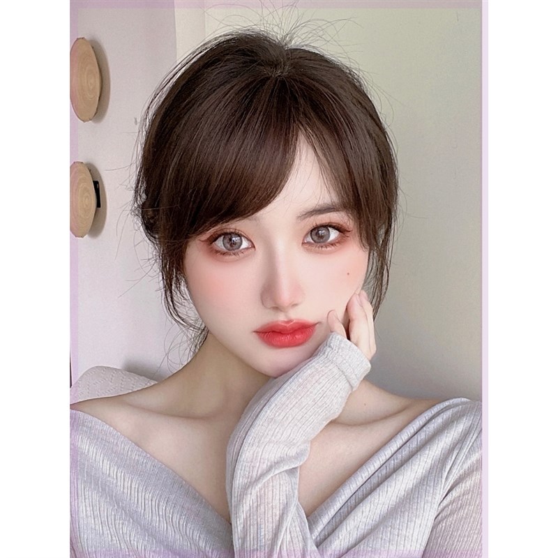 速发真流斜刘海假发真人发丝自然前额海海假刘发发片无痕留海贴