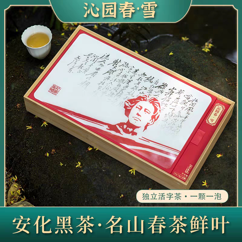 【当日发货】 沁园春.雪(紧压茶)湖南安化黑茶活字茶 送礼袋