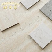 黄白色真洞洞石瓷砖750x1500客厅地砖玻化砖地板砖600x1200背景墙