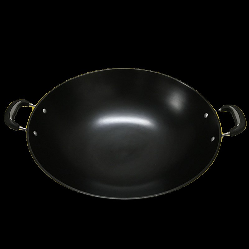 广西玉林陆川铁锅炒菜锅家u用圆底锅正宗生铁锅双耳无涂层不粘锅