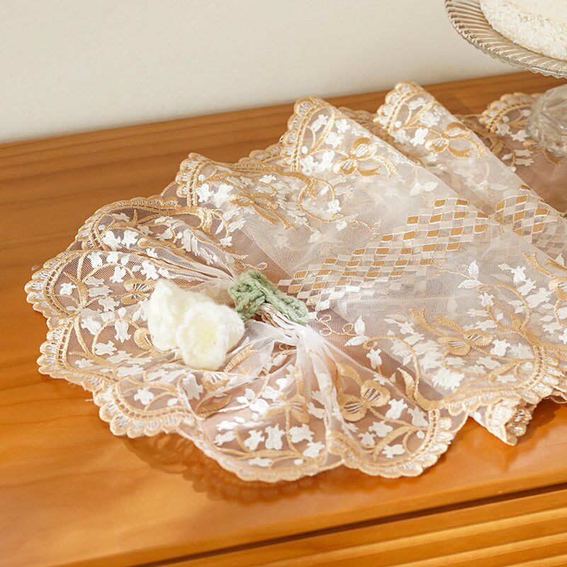 法式蕾丝桌旗ins风桌布长条茶几装饰氛围感斗柜电视柜梳妆台盖布