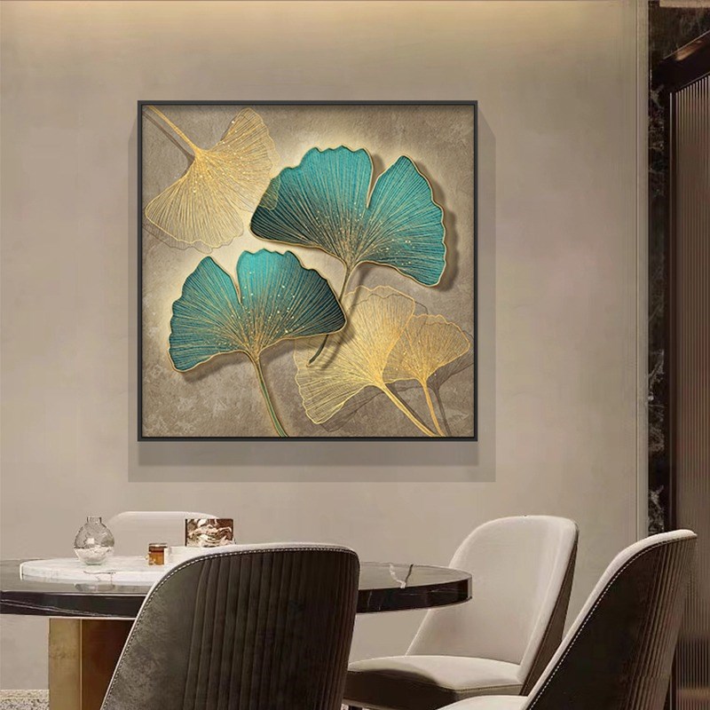 家大业大叶子装饰画玄关入户门正对墙客厅壁M画餐厅轻奢高级感挂