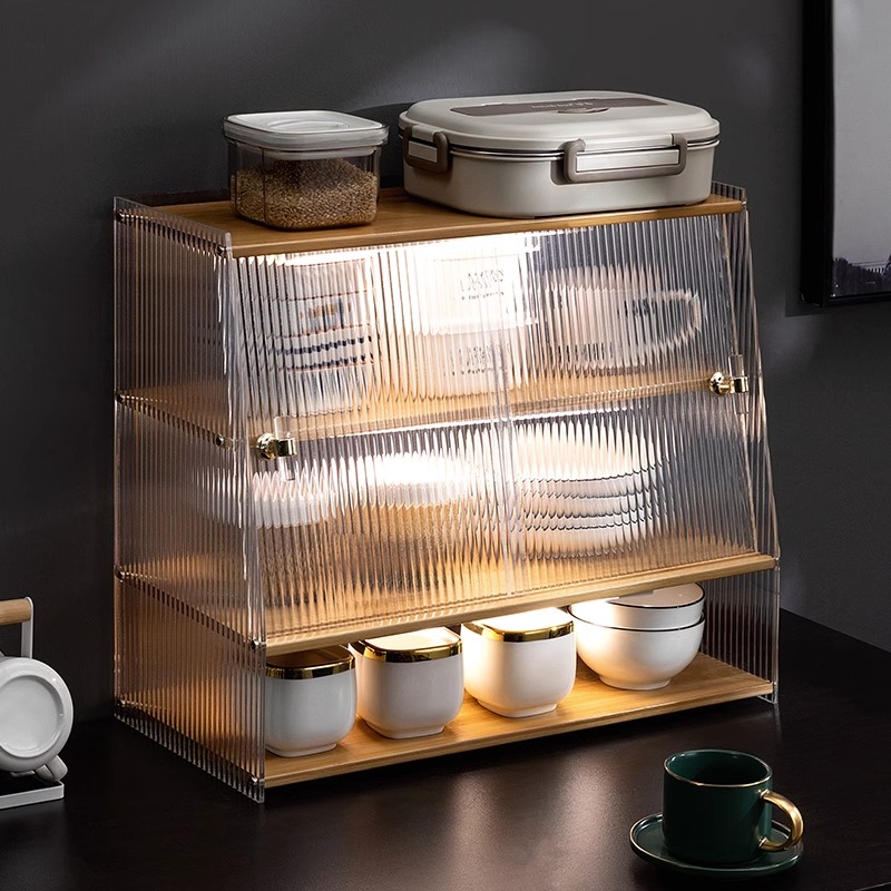 厨房碗盘柜置物架柜式碗盘收纳层架盒C碗架调味罐架收纳柜碗筷柜