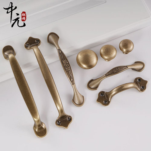 中式仿古纯铜拉手柜门把手窗户门铜插销门锁门闩实木格子窗限位