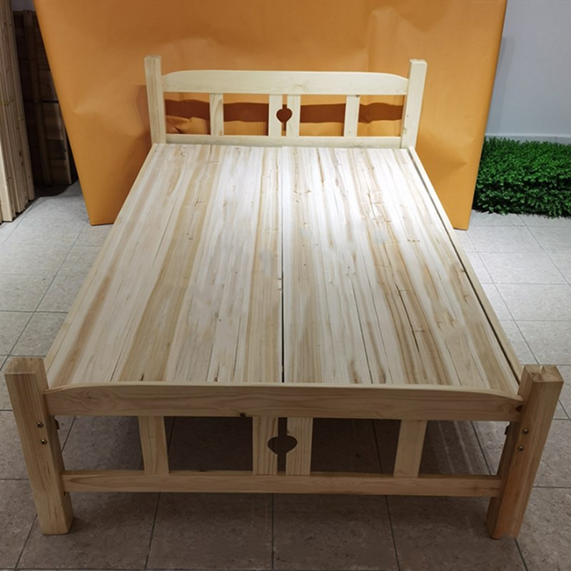 全实木床现代简约1.5米双t人床经济型家用出租屋1.2单人宿舍松木