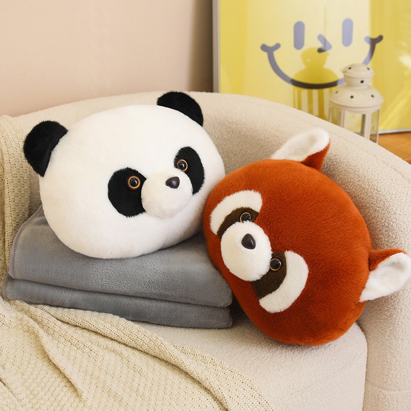 浣熊变身熊猫抱枕被子两s用办公室披毛毯子客厅沙发肩午睡靠垫靠