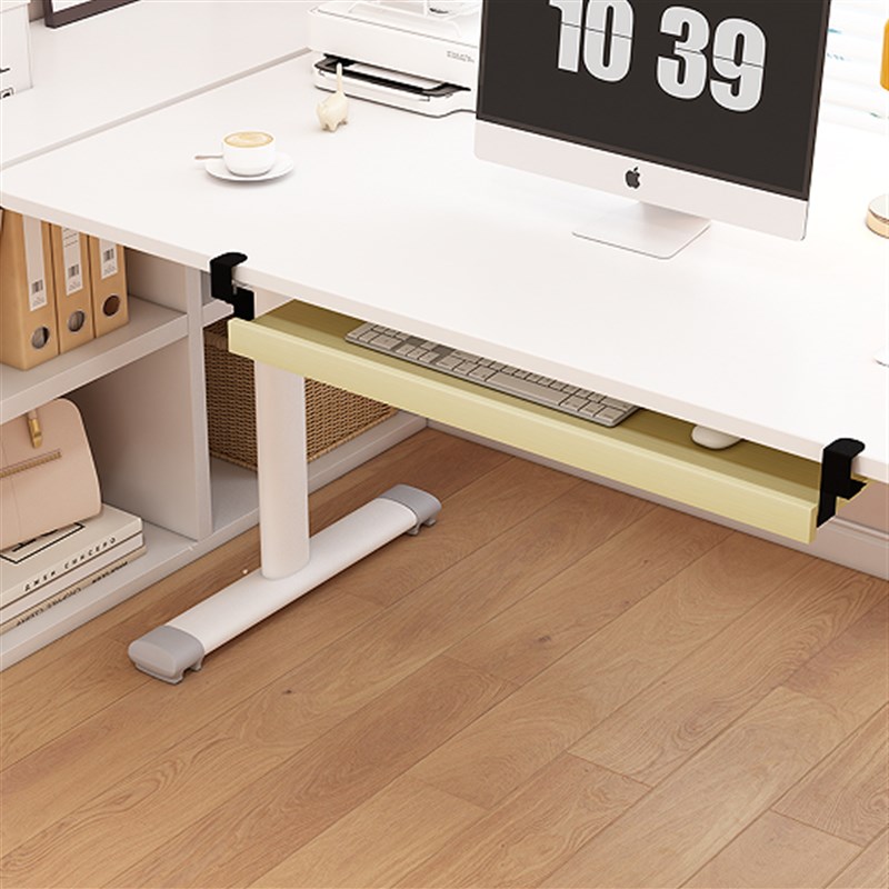 键盘托架挡e板免打孔桌下键盘架办公桌抽屉托盘加装滑轨键盘抽架