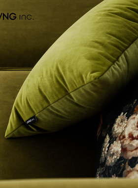 LIVING inc.橄榄墨绿色天鹅绒 轻奢抱枕沙发客厅复古靠枕床头靠垫